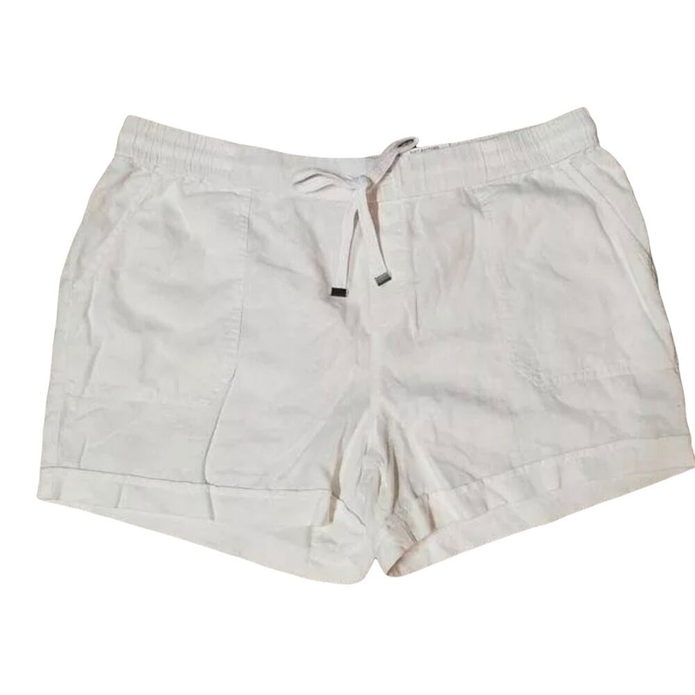 Style & Co Women's Solid Linen Shorts Bright White Size XL